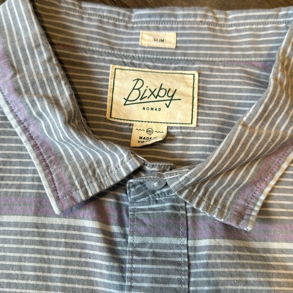 Bixby Nomad Blue Striped XXL Slim Button Down Long Sleeve Shirt - Picture 3 of 6